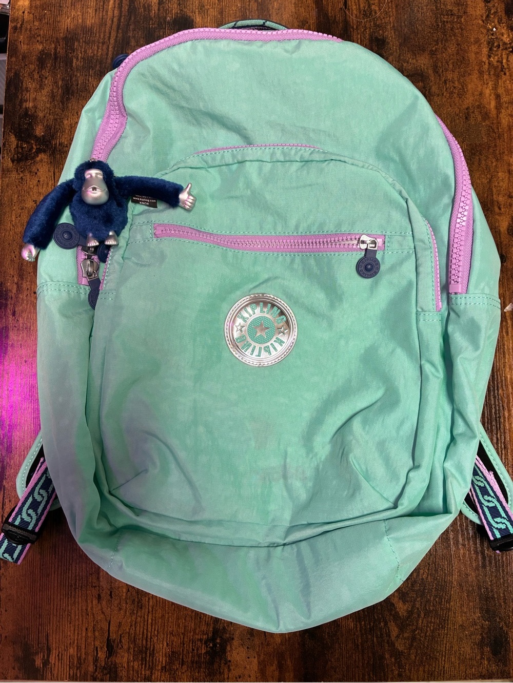 Kipling Retired Seoul Laptop Backpack Water Resistant 15” w/ Monkey Charm